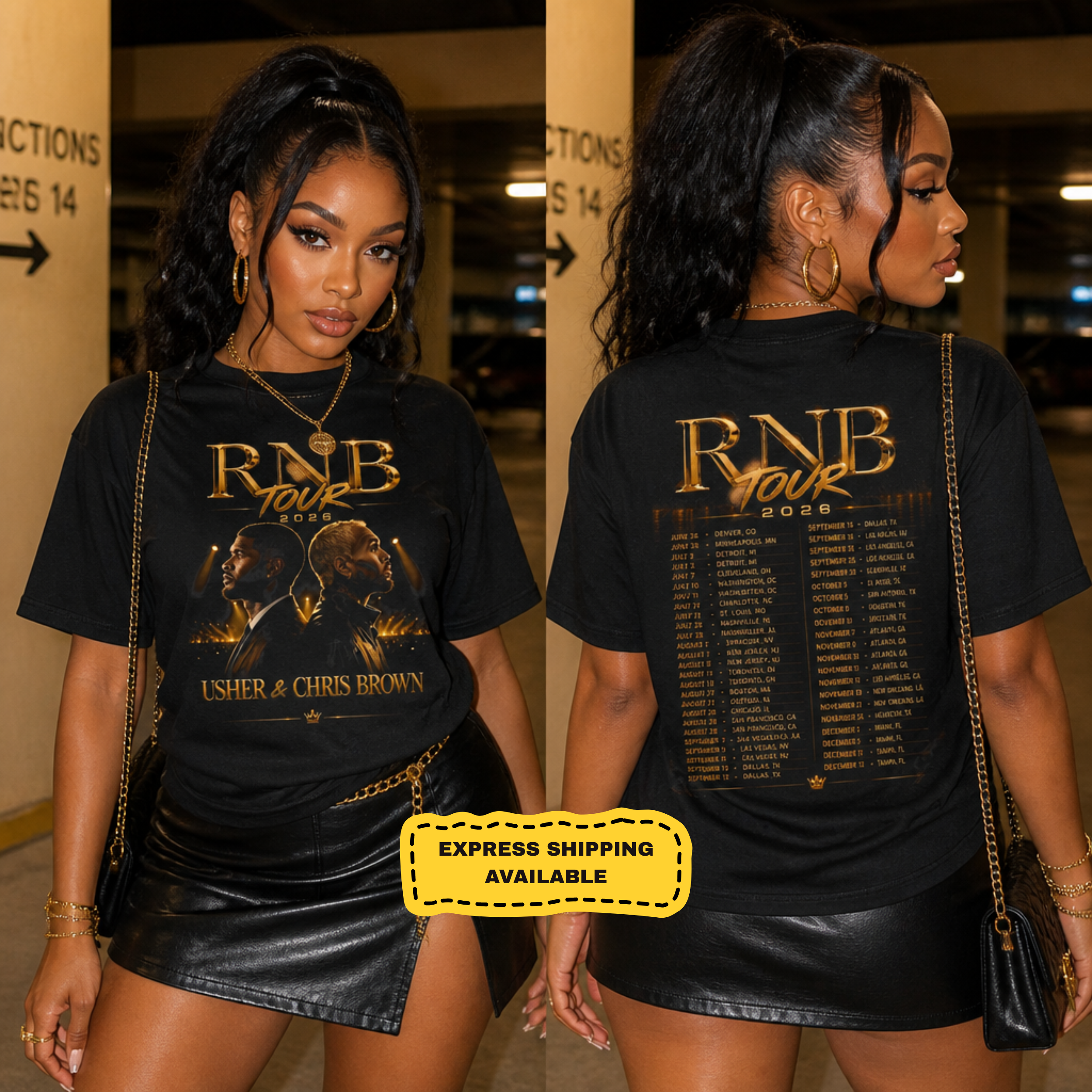 Chris Brown & Usher RNB TOUR 2026 Oversized T-Shirt