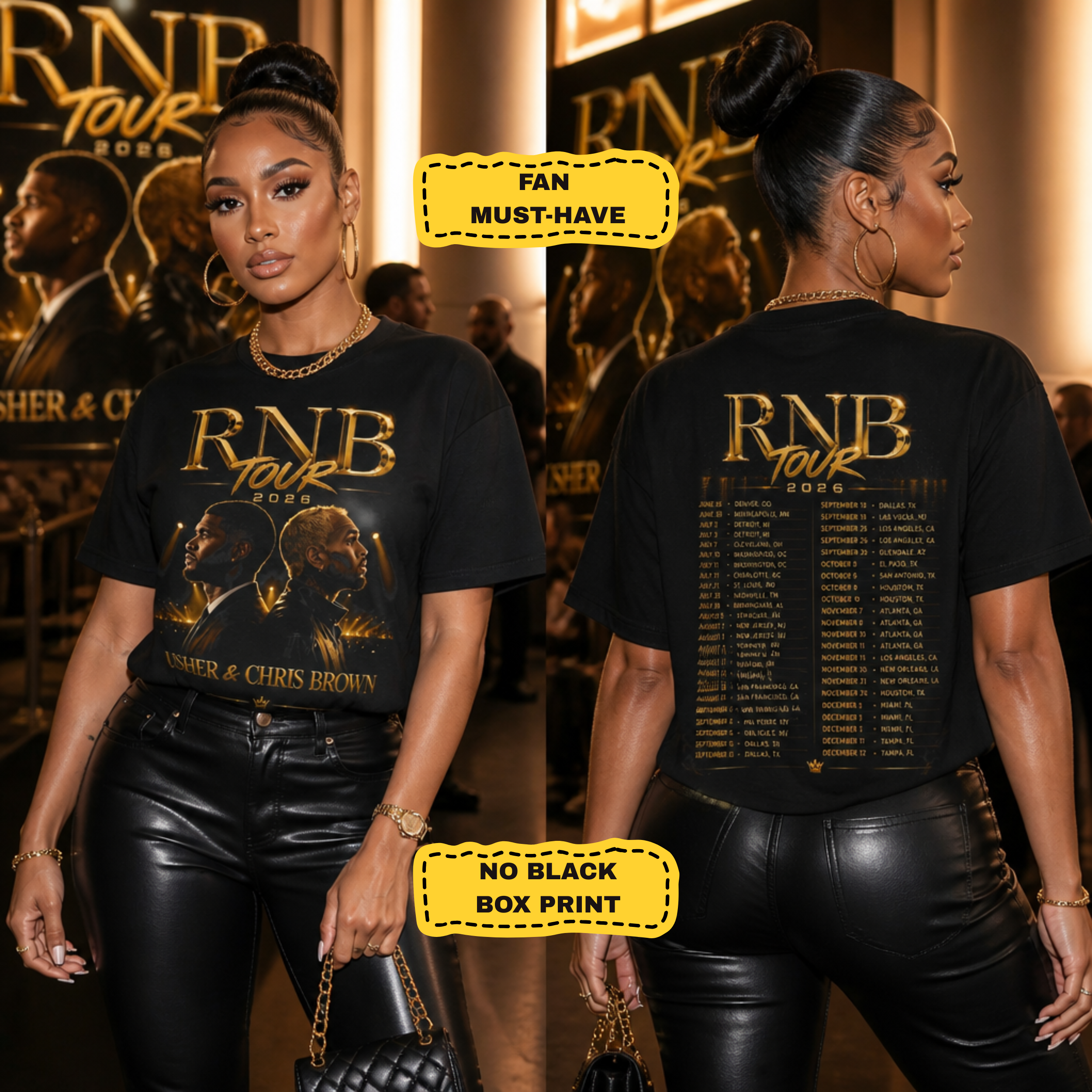 Chris Brown & Usher RNB TOUR 2026 Oversized T-Shirt