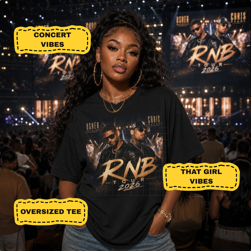 Usher Raymond and Chris Brown RNB Tour 2026 Concert Oversized Tee