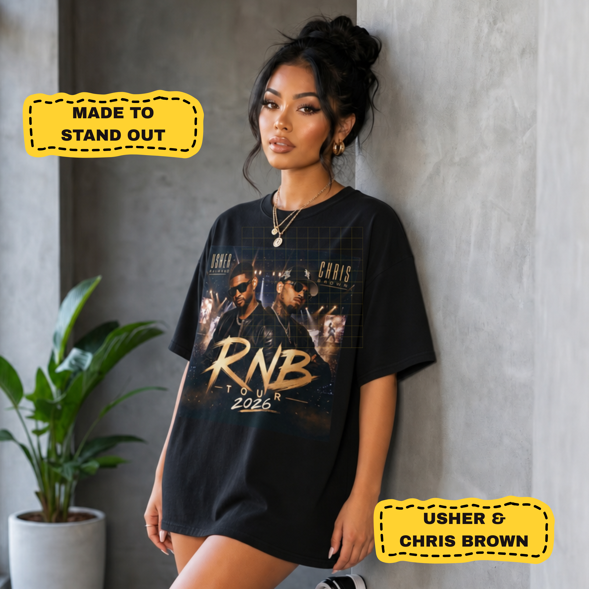 Usher Raymond and Chris Brown RNB Tour 2026 Concert Oversized Tee