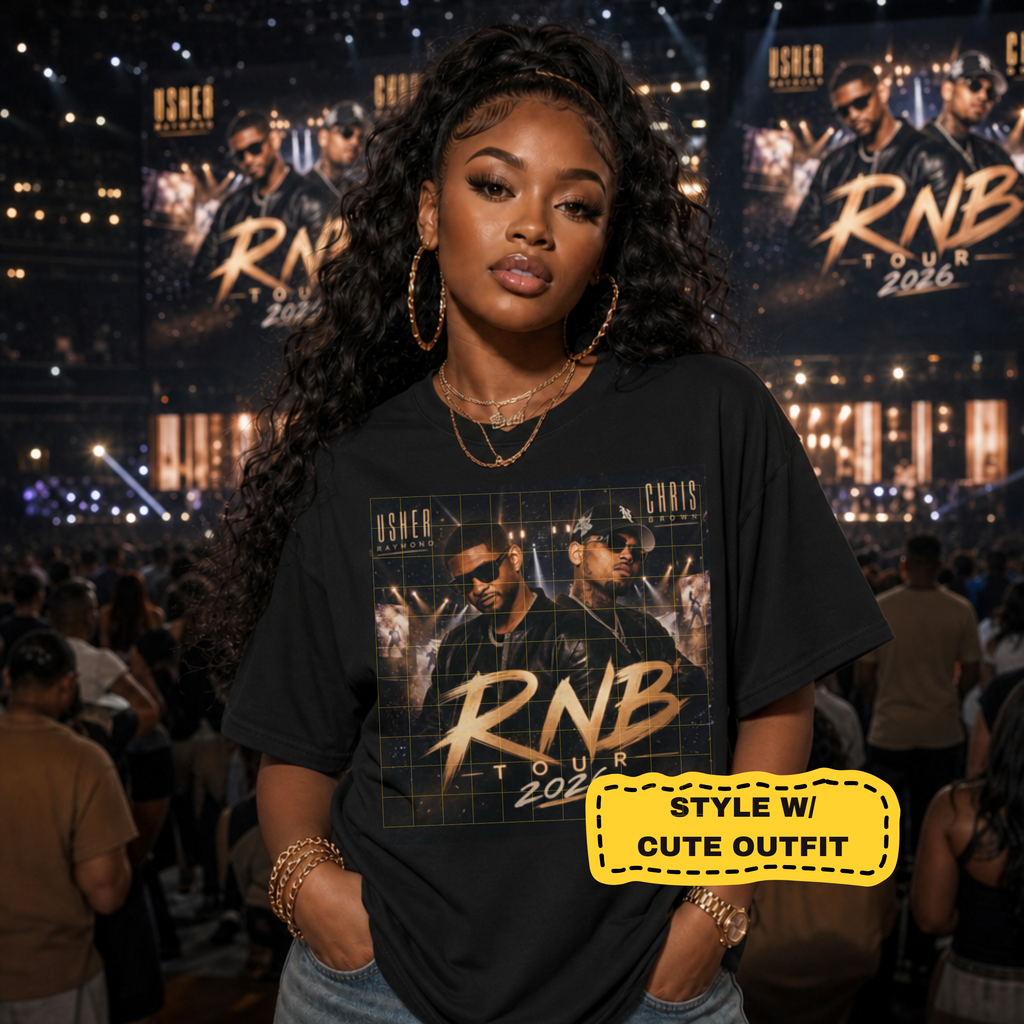 Usher Raymond and Chris Brown RNB Tour 2026 Concert Oversized Tee