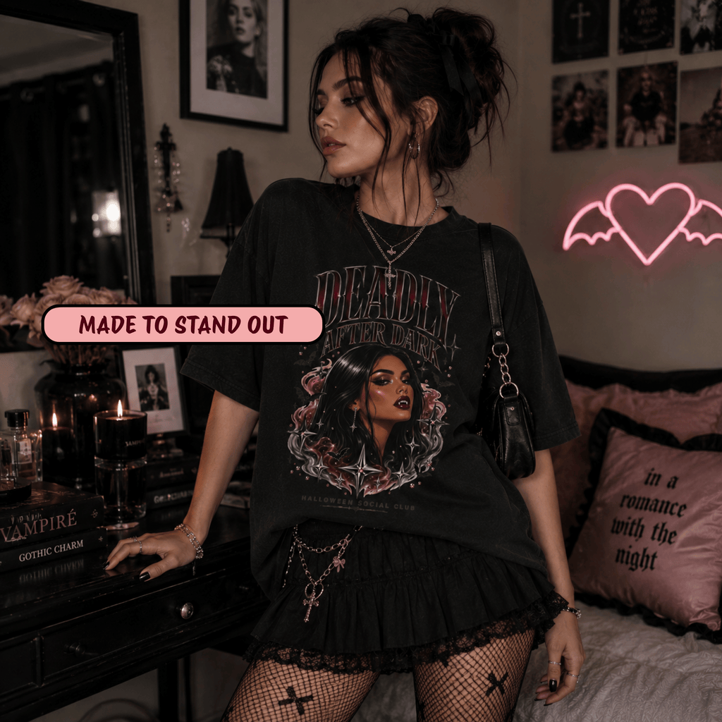 Gothic Girly Graphic Oversize Tee