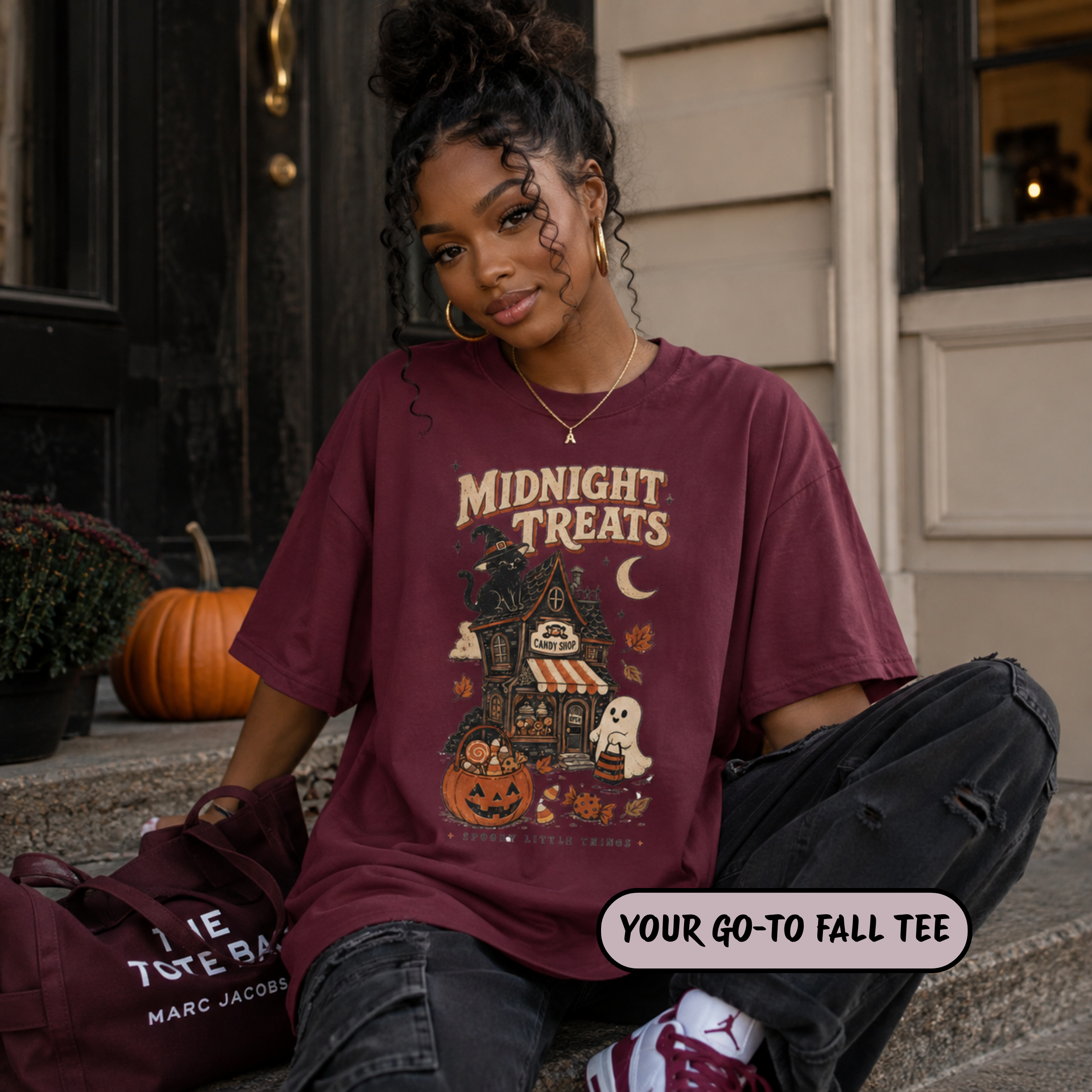 Pumpkin Ghost Halloween Graphic Tee
