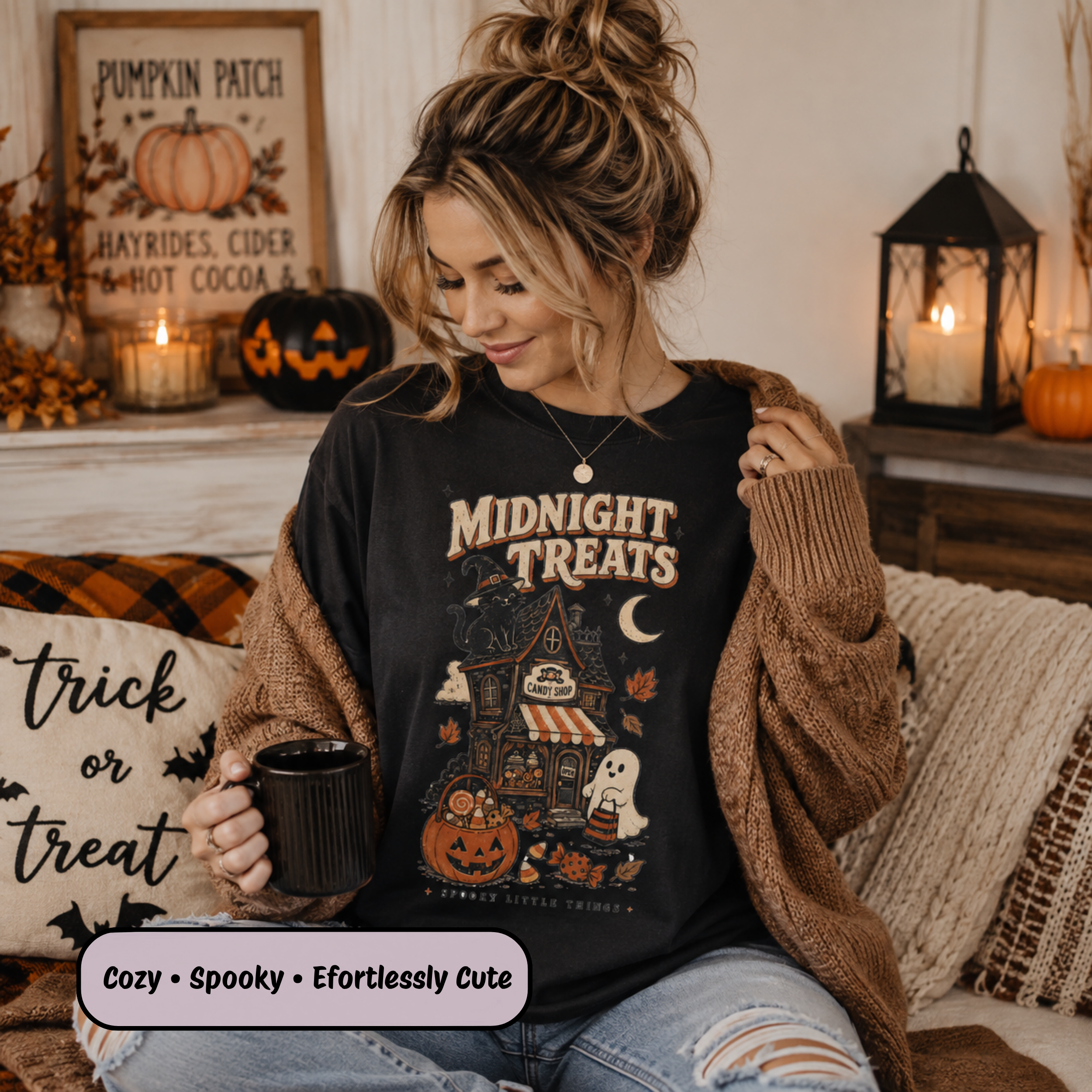 Pumpkin Ghost Halloween Graphic Tee