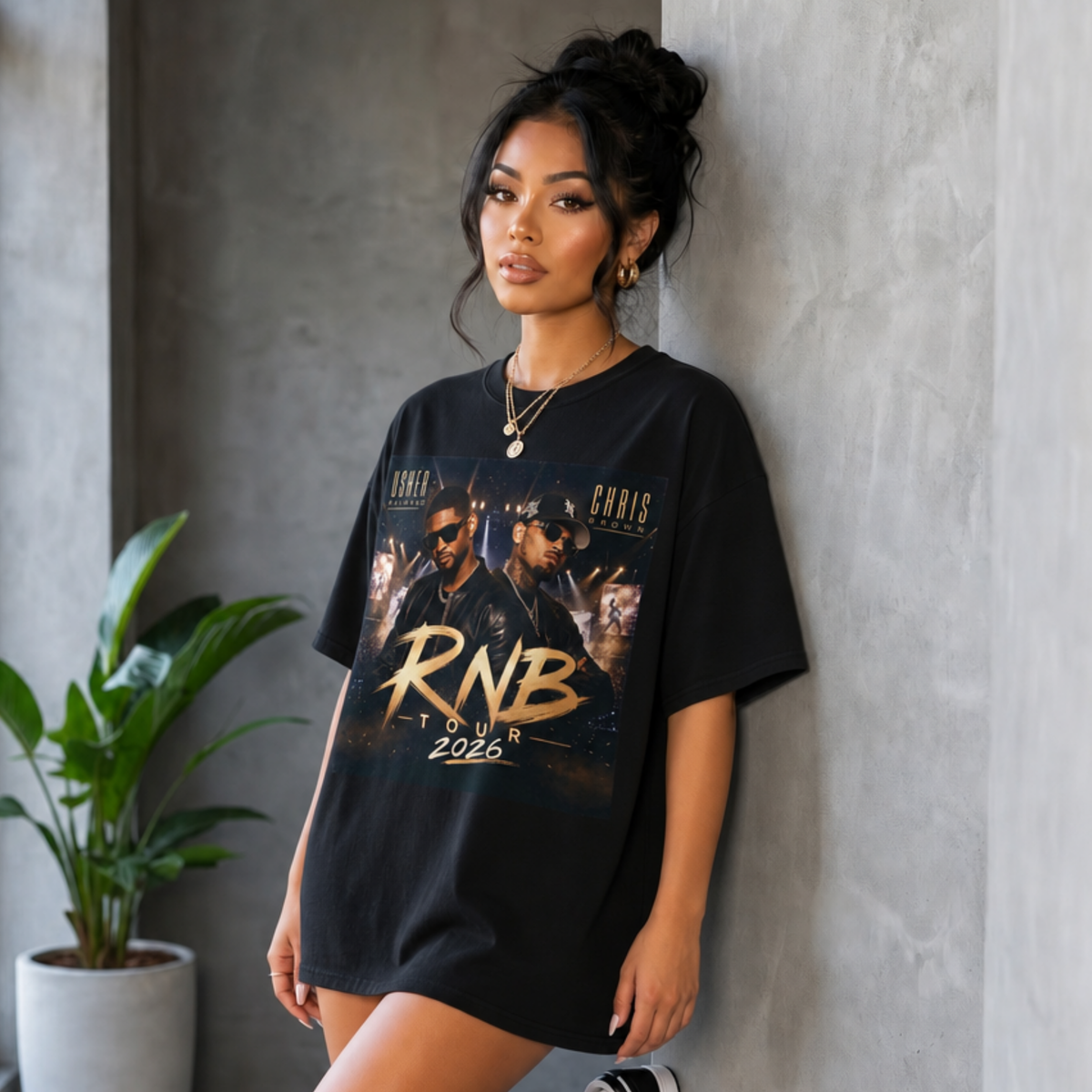 Usher Raymond and Chris Brown Concert Oversized Tee