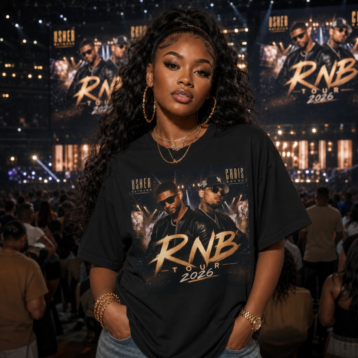Usher Raymond and Chris Brown Concert Oversized Tee