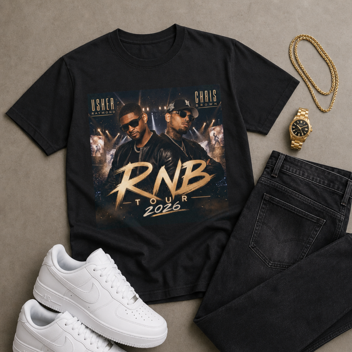 Usher Raymond and Chris Brown Concert Oversized Tee