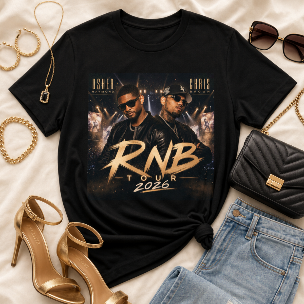 Usher Raymond and Chris Brown Concert Oversized Tee